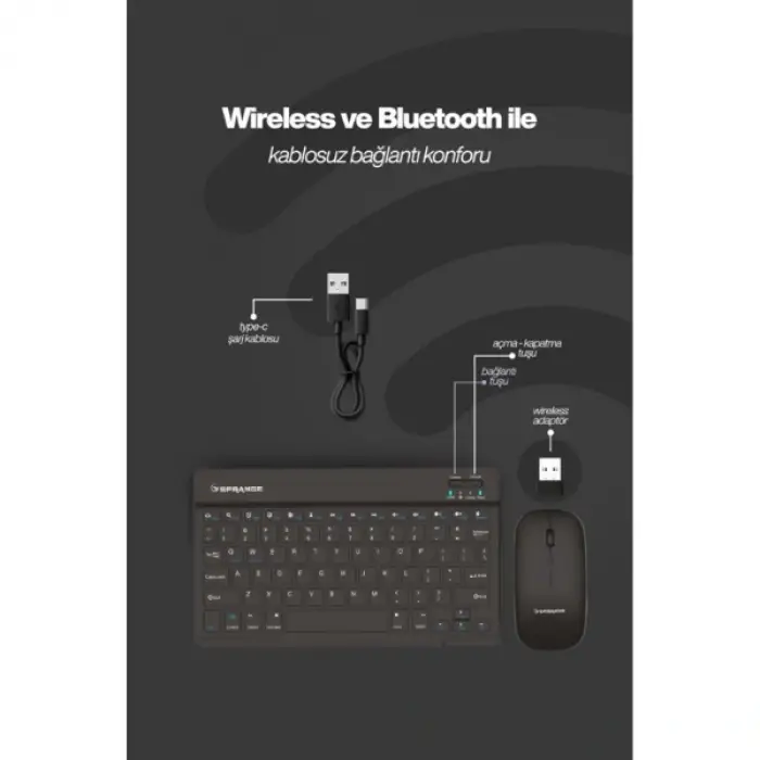 Siyah Kablosuz Klavye Ve Mouse Seti