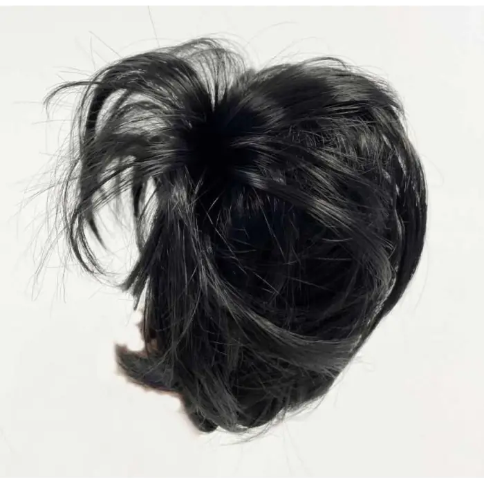 Siyah Renk Düz Model Hazır Telli Saç Şeklinde Peruk Postiş Toka (336336)