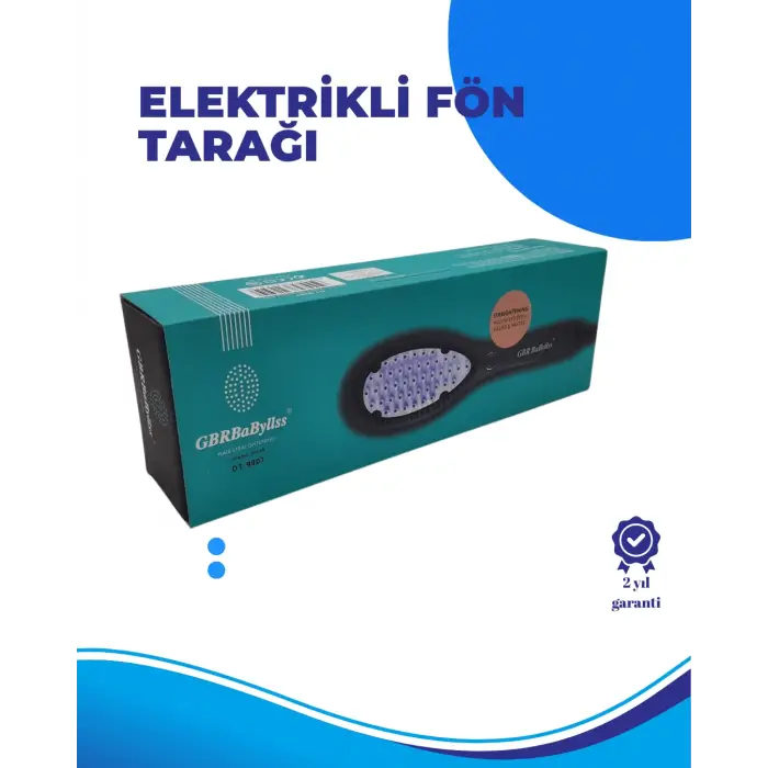 Siyah Renk Seramik Elektrikli Saç Düzleştirici Fırça – 210°C Isı Ayarı