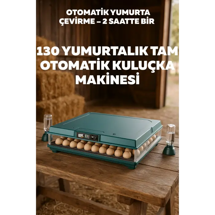 Slim Model 130 Yumurtalık Tam Otomatik Kuluçka Makinesi Gün Sayaçlı Yedek Motorlu