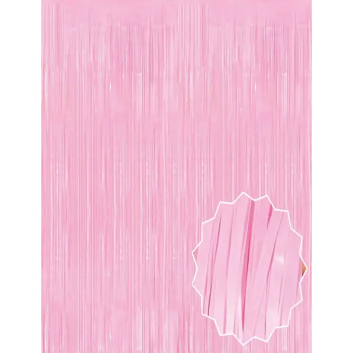 Soft Pembe Püsküllü Kapı Perdesi - Parti, Baby Shower, Cinsiyet Partisi 1x2 m