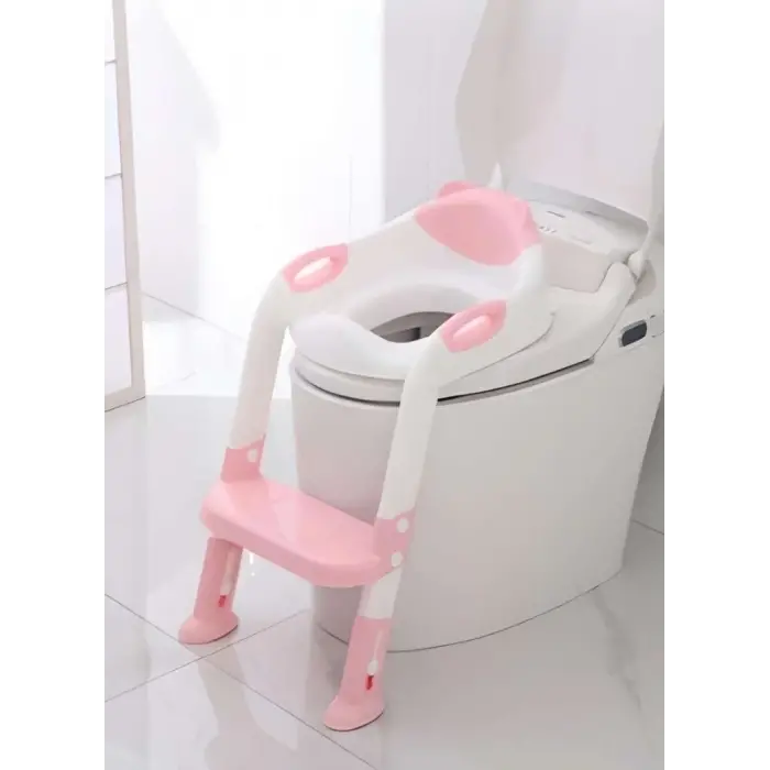 Softy Merdivenli Tuvalet Adaptörü - Çocuğunuz İçin Güvenli Ve Konforlu Tuvalet Eğitimi Pembe