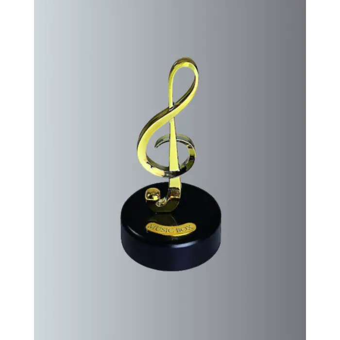 Sol Anahtarı Figürlü Dönen Müzik Kutusu Altın Renk Dekoratif