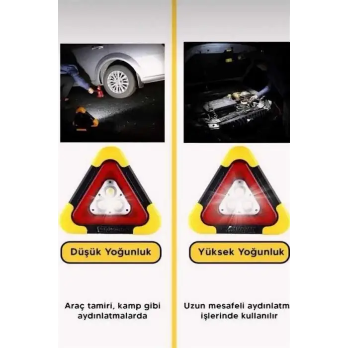 Solar Şarjlı Çok Fonksiyonlu Reflektör Işıklı Ikaz Lambası Acil Durum Reflektörü Acil Durum Uyarı Lambası