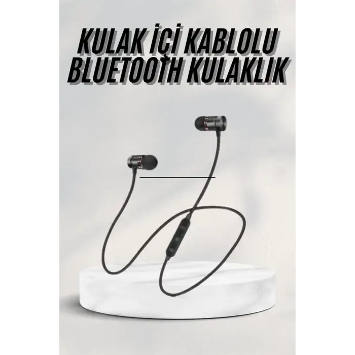 Sports Mıknatıslı Siyah Bluetooth Kulaklık Kablolu Uzun Pil Ömrü