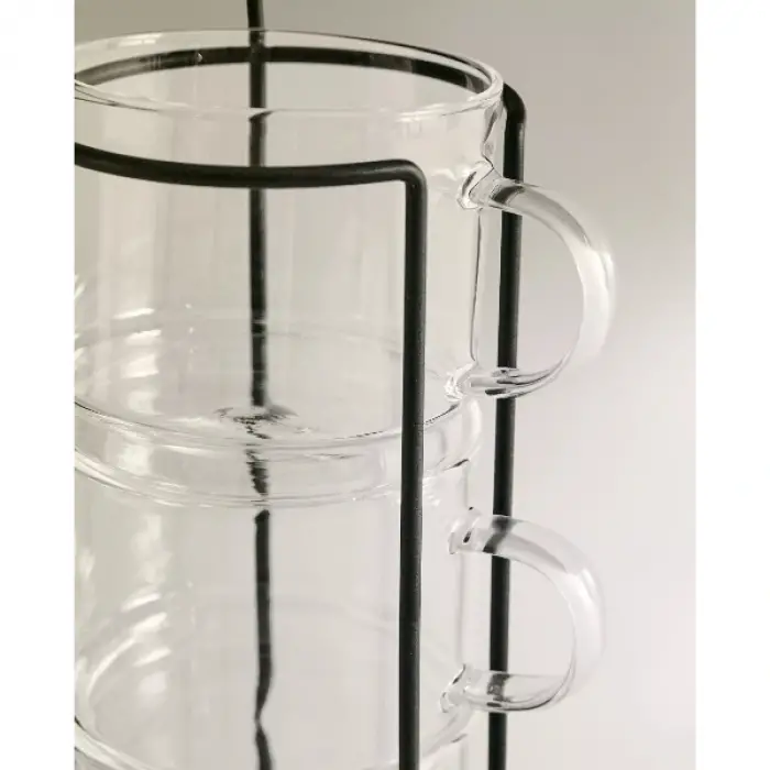 Standlı Borosilikat 4lü Fincan Seti