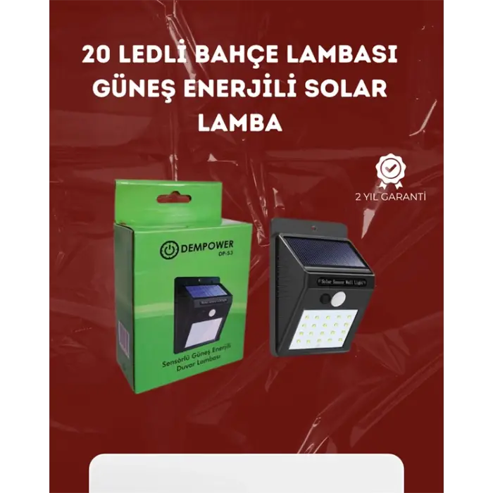 Su Geçirmez 20 LED Solar Aydınlatma | Dış Mekan için PIR Hareket Sensörü ile Akıllı Işık