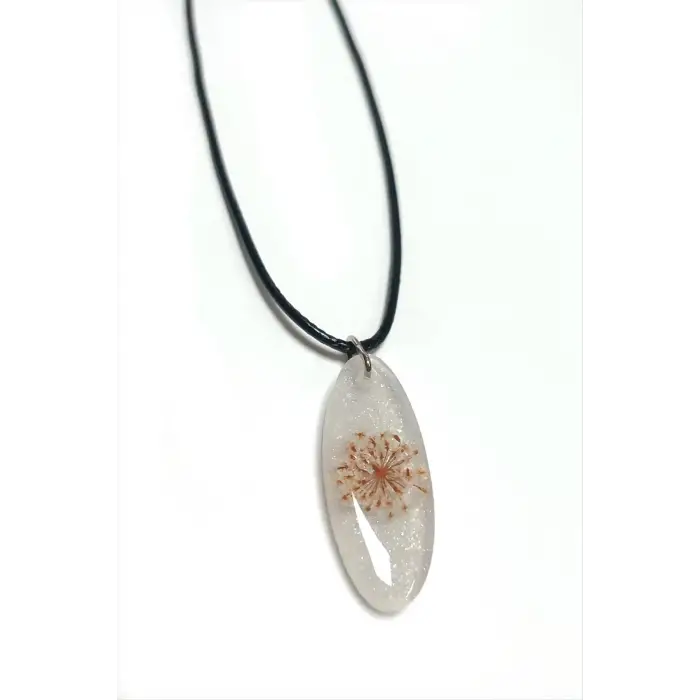 Sultanotu Çiçeği Oval Epoksi Kolye