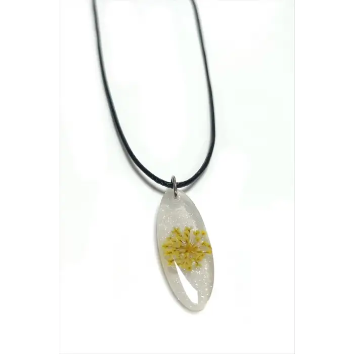 Sultanotu Çiçeği Oval Epoksi Kolye