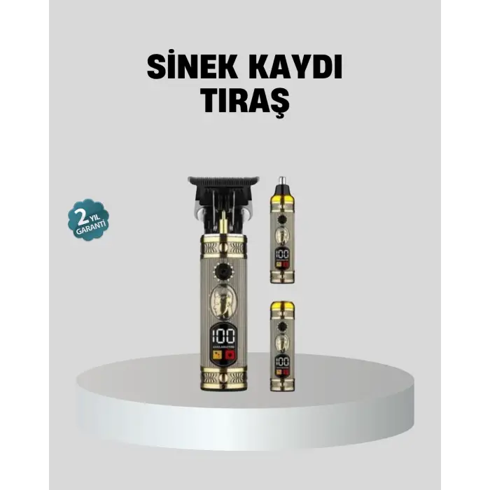 T Bıçaklı Profesyonel Saç ve Sakal Düzeltici – 8 Kılavuz Tarağı, 2’si 1 Arada Burun ve Sakal Trimmer