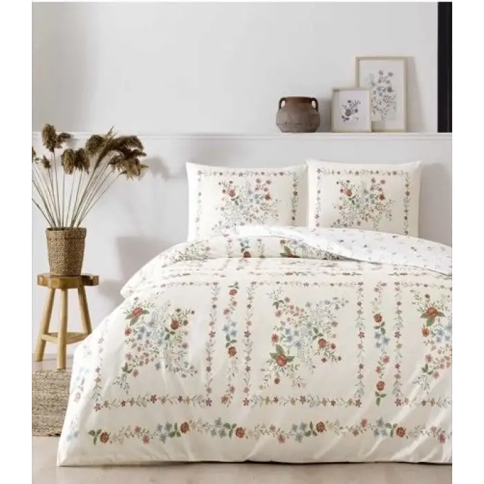 Taç Çift Kişilik Ranforce Nevresim Takımı Dalila Krem