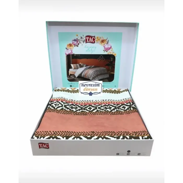 Taç Çift Kişilik Ranforce Nevresim Takımı Daria Taba