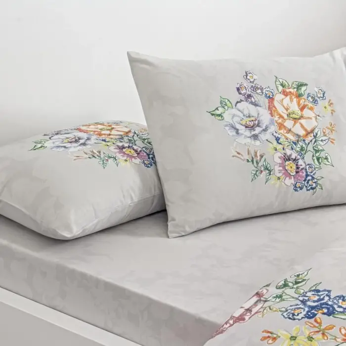 Taç Çift Kişilik Ranforce Nevresim Takımı Fiora Gri