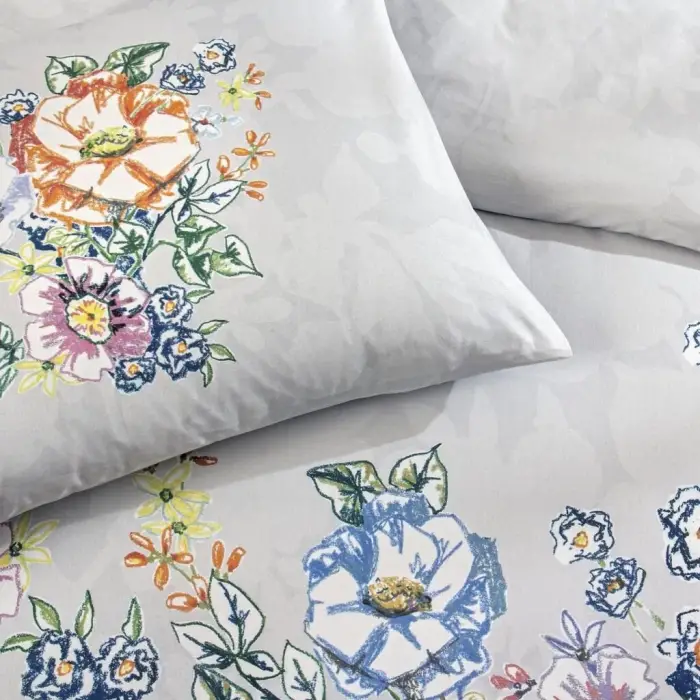 Taç Çift Kişilik Ranforce Nevresim Takımı Fiora Gri