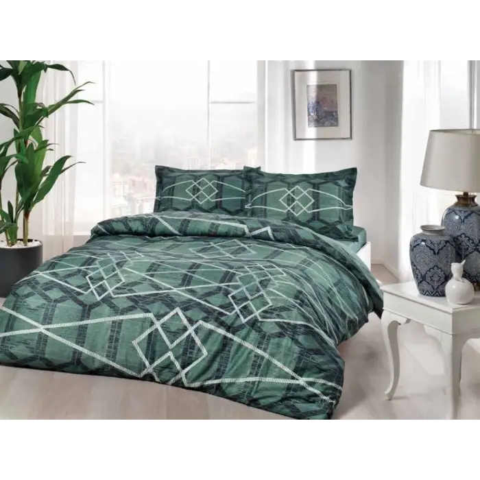 Taç Çift Kişilik Saten Nevresim Takımı Nova Yeşil