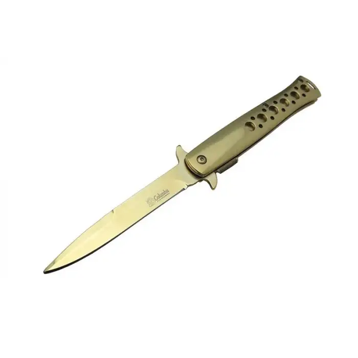 Tac-Force 1111A T-Lite Gold Kamp / Av Çakısı 23cm- Yarı Otomatik, Metal Sap, Kemerlikli