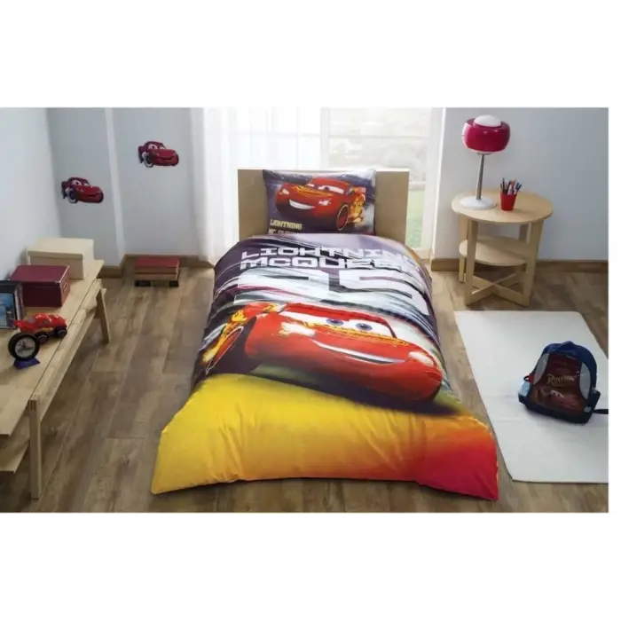 Taç Lisanslı Disney Cars Lightning Tek Kişilik Nevresim Takımı