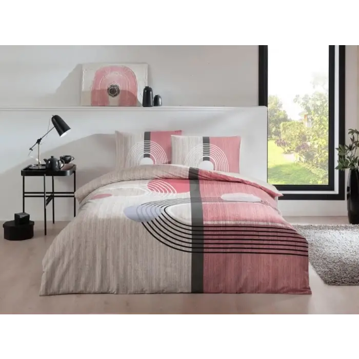 Taç Ranforce Tek Kişilik Nevresim Takımı Alex Pembe