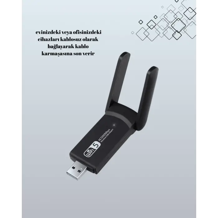 Tak-Çalıştır Özellikli Çift Bant WiFi Adaptör – 1200 Mbps