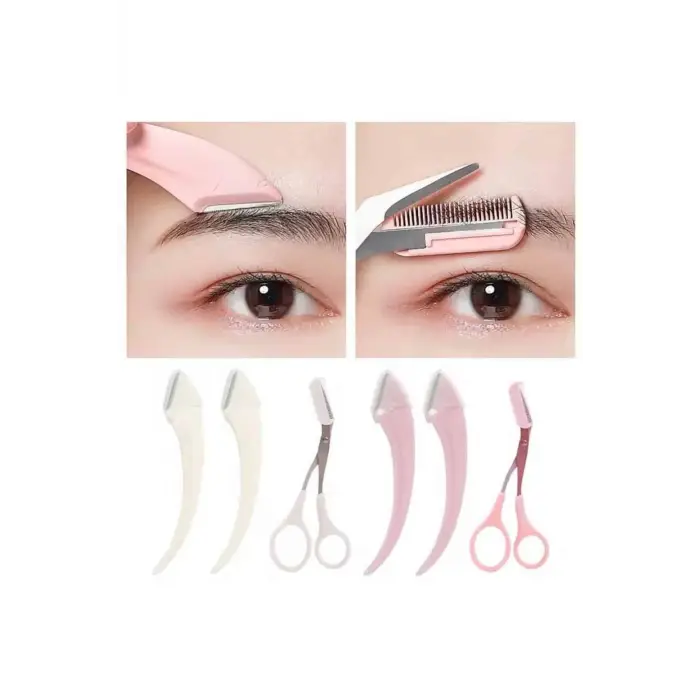 Taraklı Kaş Bıyık Makası Ve Kaş Ustura Seti Kaş Bıyık Tüy Alma Epilasyon Aleti 2li Set