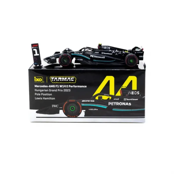Tarmac Works X iXO Models 1/64 Mercedes-AMG F1 W14 E Performance Hungarian Grand Prix 2023 Pole Position Lewis Hamilton