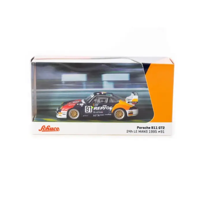 Tarmac Works X Schuco 1/64 Porsche 911 GT2 24h LE MANS 1995 #91