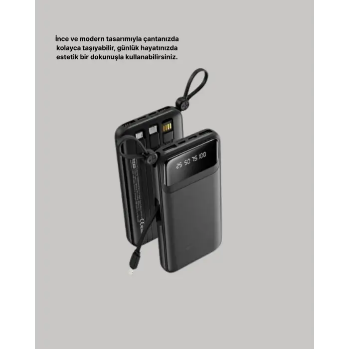 Taşınabilir 20.000 mAh Hızlı Şarj Powerbank 4 Çıkışlı