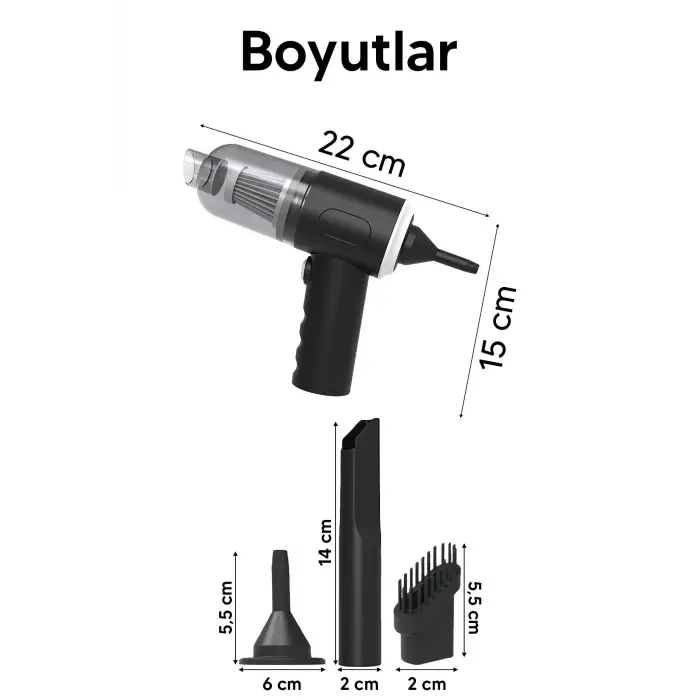 Taşınabilir Kablosuz Elektrikli El Süpürgesi- Ev, Ofis, Araba ,Klavye Temizliği İçin İdeal