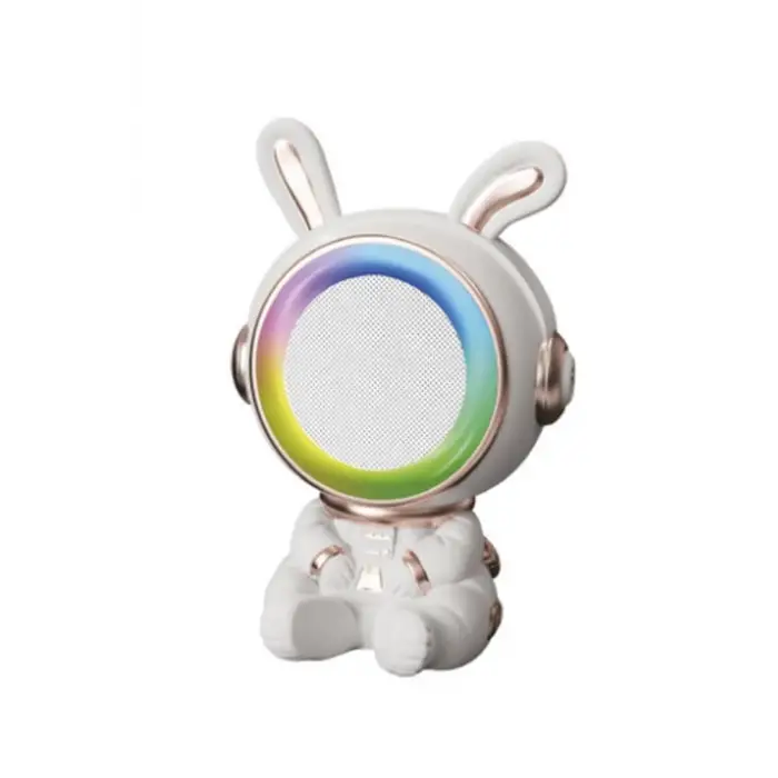 Taşınabilir Rgb Işılı Sevimli Figürlü Mikrofonlu Karaoke Bluetooth Hoparlör Krem