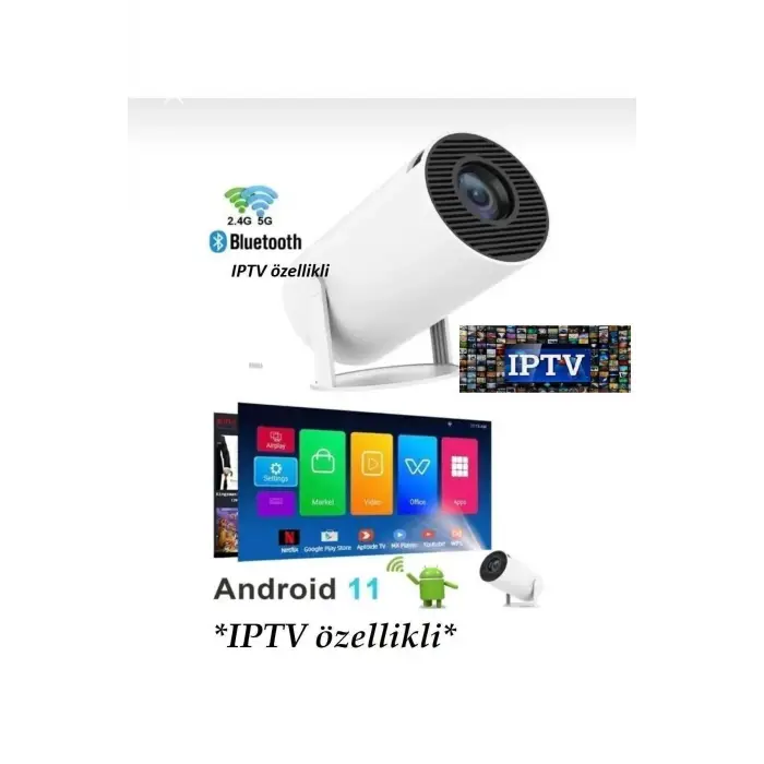 Taşınabilir Sinema Projektörü Pro Telefon Destekli Android 11 Akıllı Projeksiyon