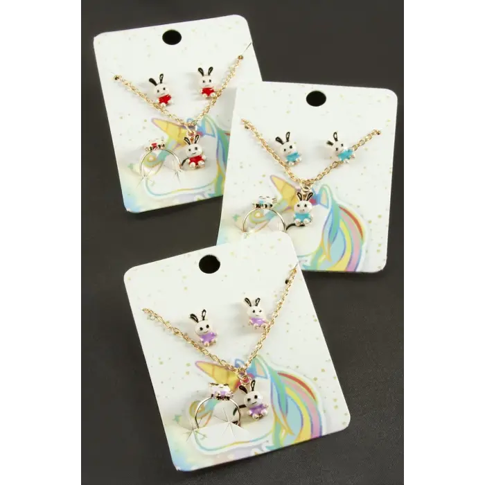 Tavşan Mineli Set Kolye