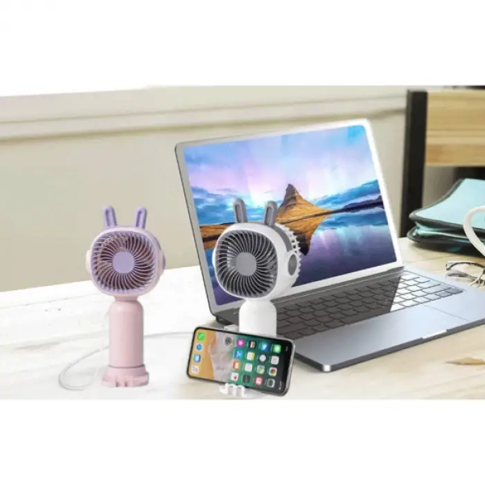 Telefon Tutuculu Şarjlı Mini El Fanı