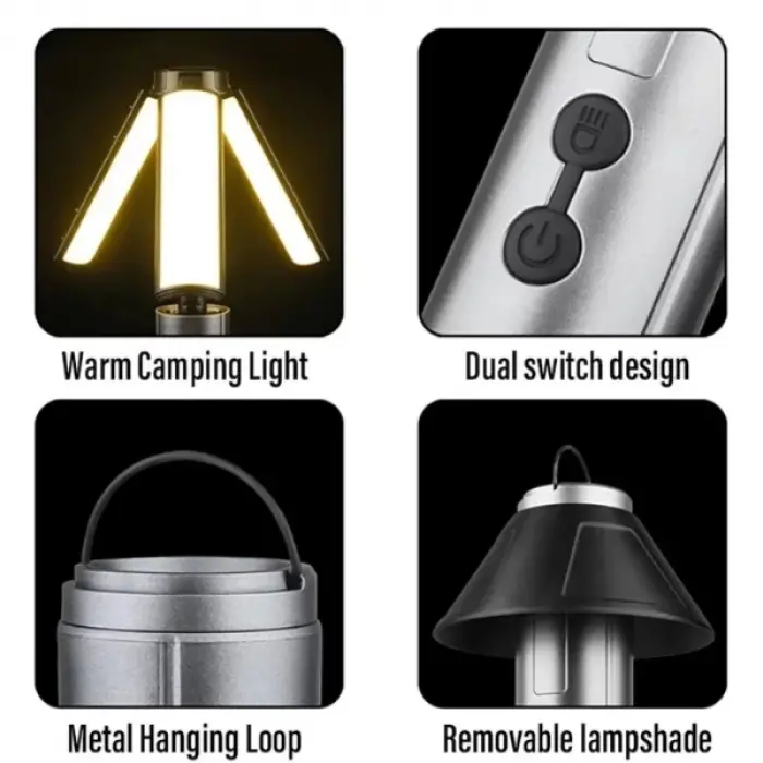 Teleskopik Şarj Edilebilir Çadır Kamp Işığı