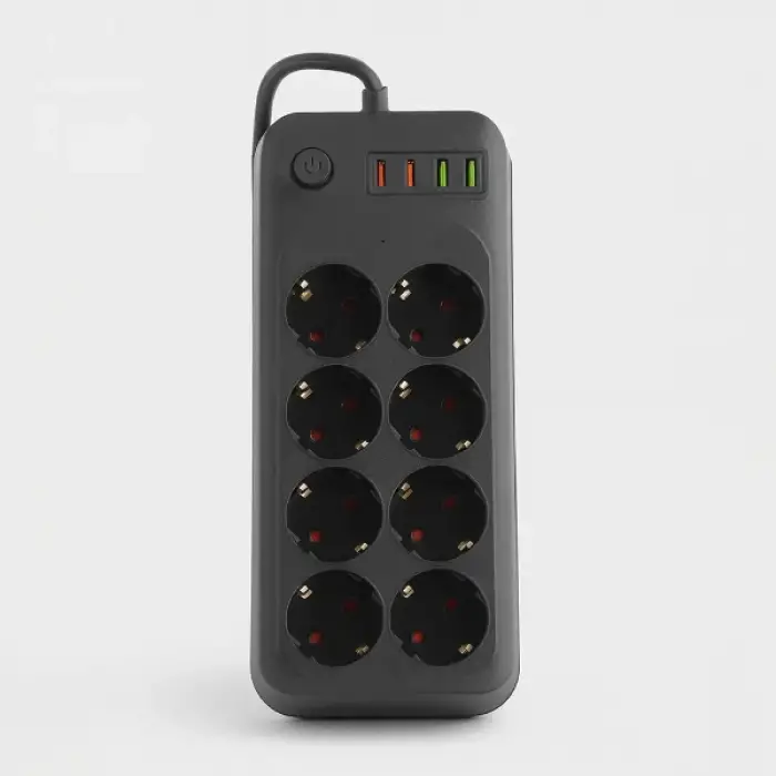 Termal Akım Korumalı 8 Prizli Uzatma Kablosu