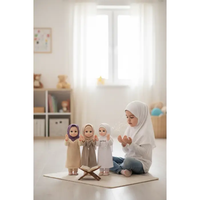 Tesettürlü Dua Ve İlahi Söyleyen Edep Bebek