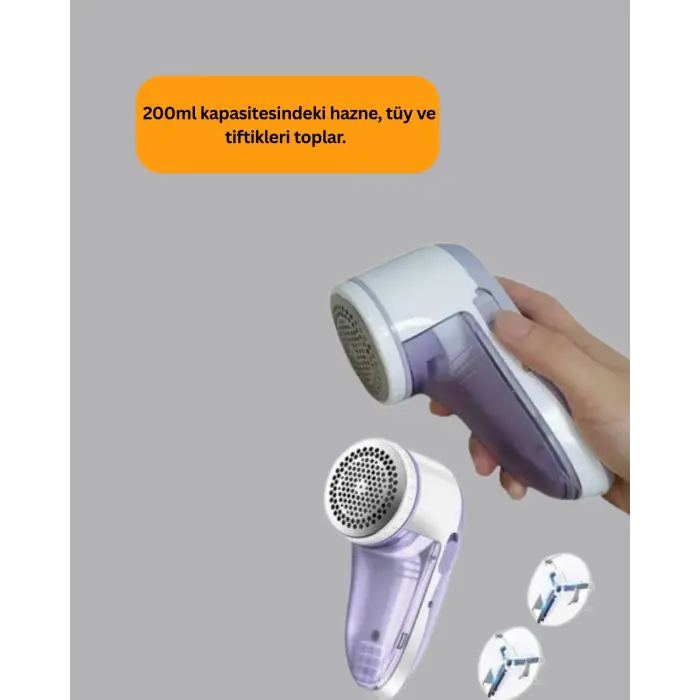 Tiftik ve Tüy Toplama Cihazı – 200ml Hazne, Kompakt Boyut