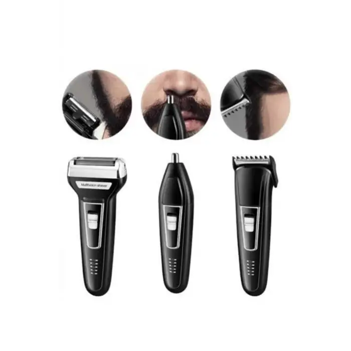 Tıraş Makinesi 3 Başlıklı T Başlıklı Hassas Ciltlere Özel Saç Sakal Vücut Kulak ve Burun