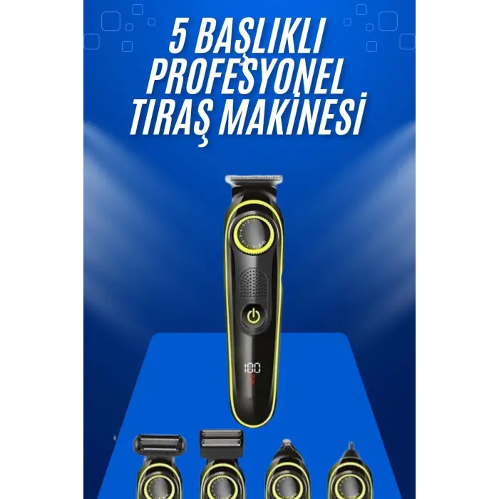Tıraş Makinesi Şarjlı 5 Başlıklı Burun ve Kulak Temizleme