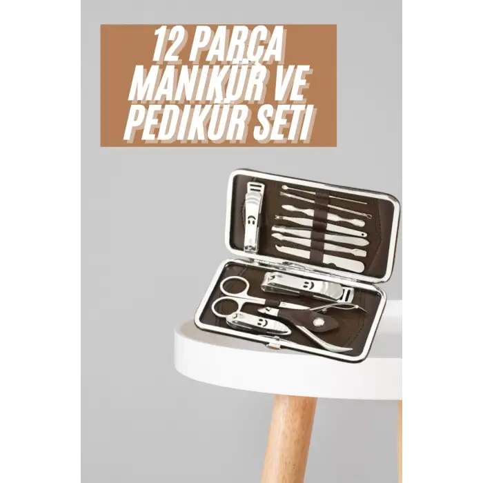 Tırnak Bakım Seti Tırnak Düzeltme Batık 12 Parça Çanta Tipi Manikür Pedikür