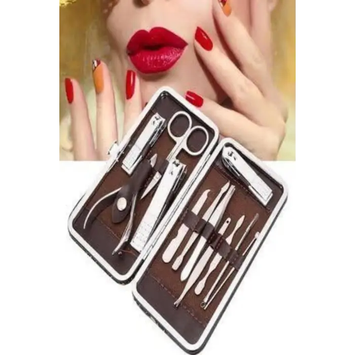 Tırnak Bakım Seti Tırnak Düzeltme Batık 12 Parça Çanta Tipi Manikür Pedikür