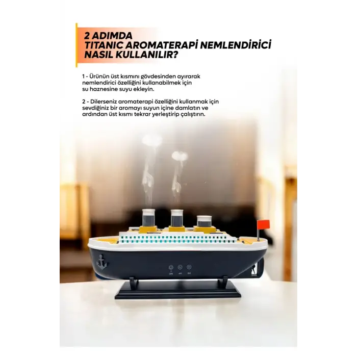 Titanic/Vapur/Gemi Aromaterapi Hava Nemlendirici Kuruluğu Önlemek Için Verimli Gemi Dizaynlı Difüzör