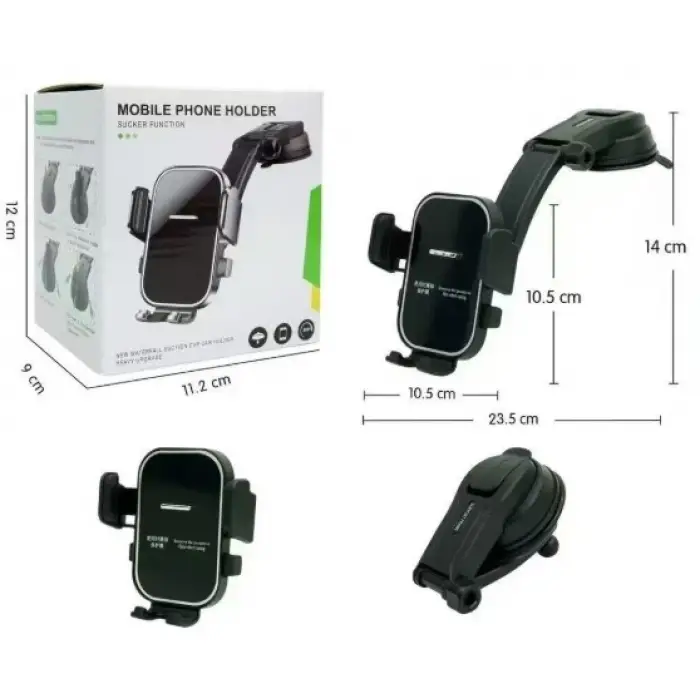 Torpido Üstü Vakumlu Araç Telefon Tutucu Ayarlanabilir Uzun Kollu