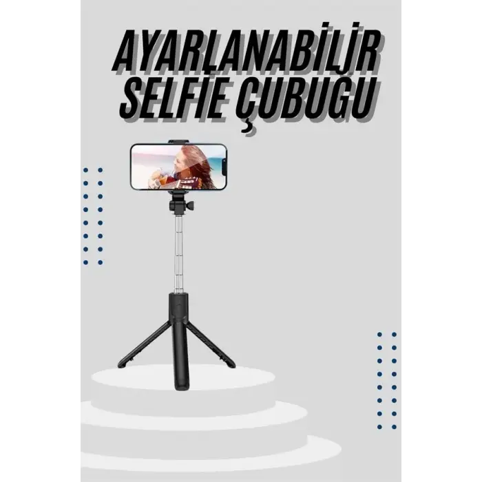 Tripod Selfie Çubuğu Bluetooth Kumandalı Kablosuz Led Işıklı