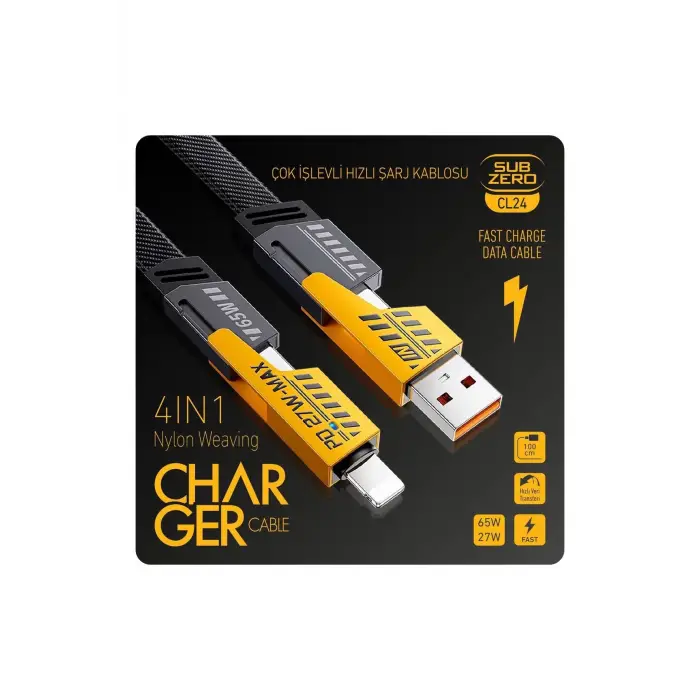 Tüm Telefonlara Uyumlu Cl24 Süper Hızlı 4 In 1 Sarj Kablosu