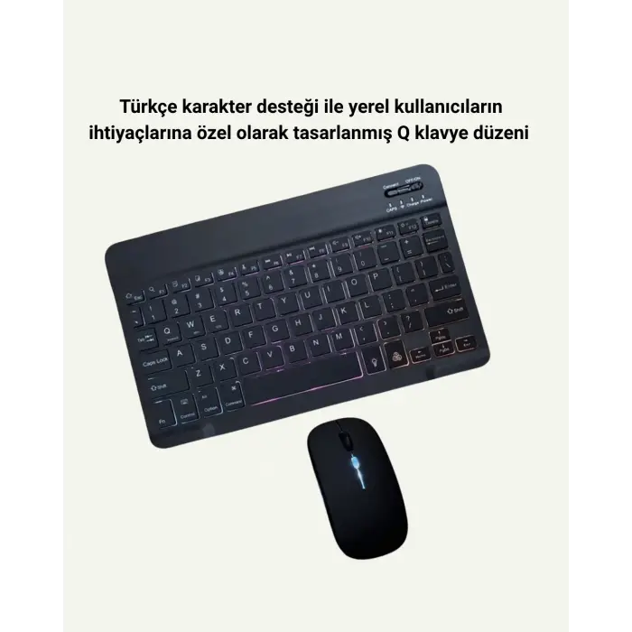 Türkçe Q Klavye Düzenli RGB Kablosuz Klavye Mouse Set
