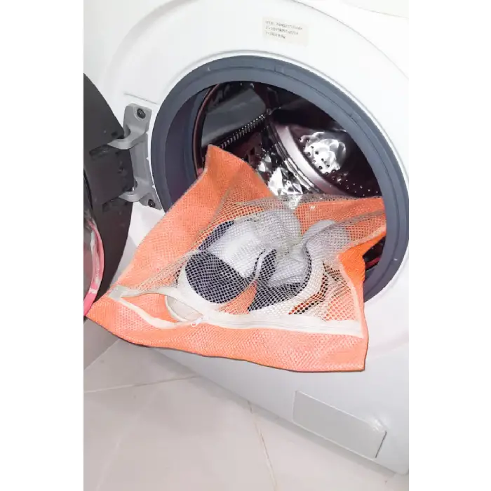 Turuncu - Fermuarlı - Hassas Çamaşır Terlik  Ayakkabı Yıkama Filesi Büyük Boy (336336)