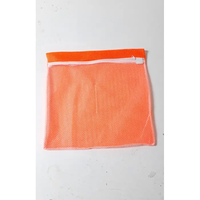 Turuncu - Fermuarlı - Hassas Çamaşır Terlik  Ayakkabı Yıkama Filesi Büyük Boy (336336)