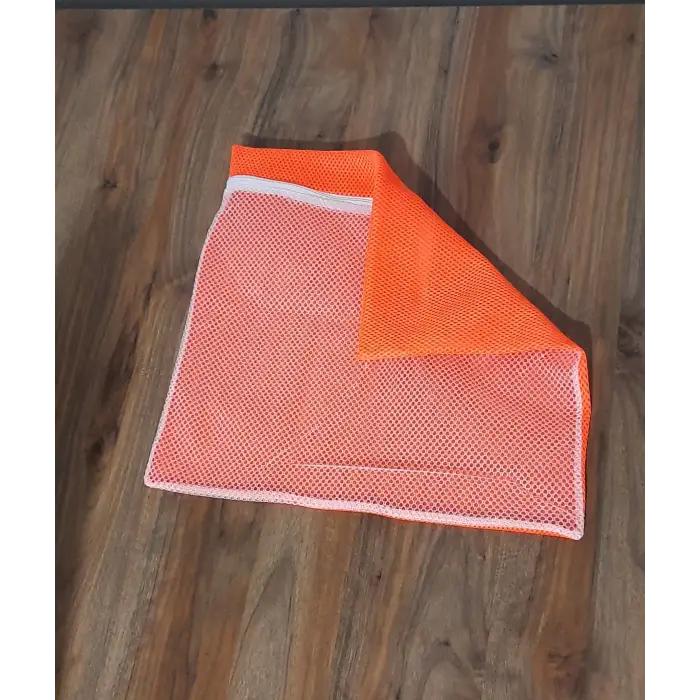 Turuncu - Fermuarlı - Hassas Çamaşır Terlik  Ayakkabı Yıkama Filesi Büyük Boy (336336)