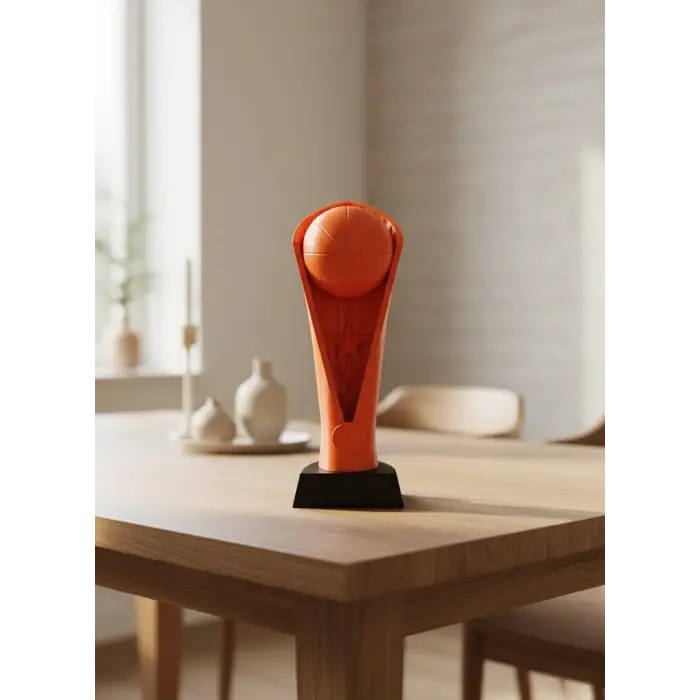 Turuncu Kupa 23cm Basketbol Temalı Dekoratif Ödül Biblosu