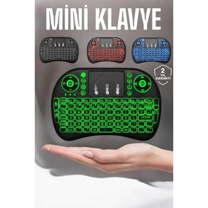 TV Uyumlu Mini Klavye Q Klavye Işıklı Tüm Cihazlara Uyumlu